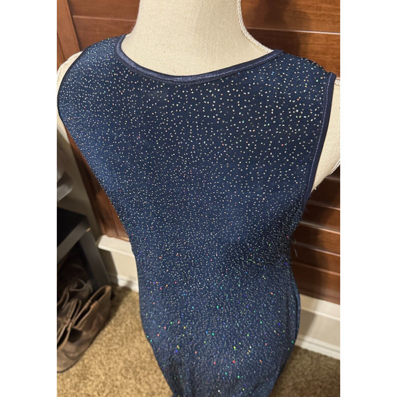 Vintage Rabbit Designs Dress Sz 12 Navy Blue Glitter Formal Glam 2 pc event 90s - Picture 7 of 11